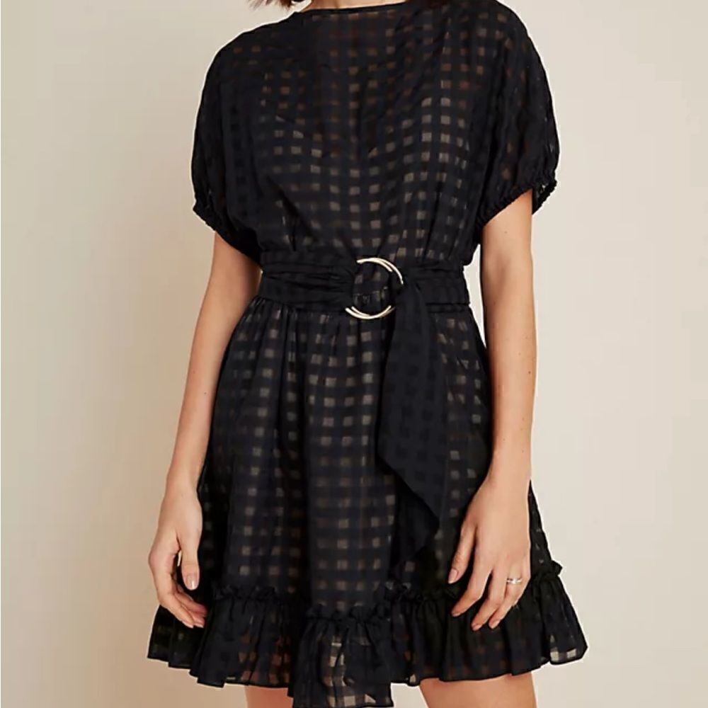 Shoshanna Jaida Belted Ruffle Mini Dress S